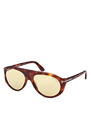 Tom Ford 57mm Aviator Sunglasses In Havana/yellow Solid