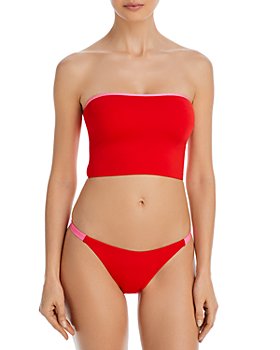 AQUA - Lace Up Cropped Tankini Top & Strap String Bikini Bottom - 100% Exclusive