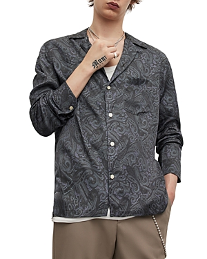ALLSAINTS NIDAROS PAISLEY PRINT RELAXED FIT BUTTON DOWN CAMP SHIRT