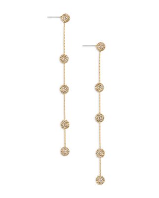 Crystal Ball Drop Pav&eacute; Ball Linear Drop Earrings in 18K Gold Plated