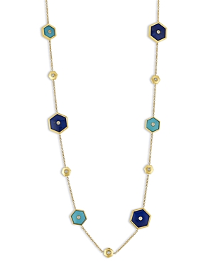 Miseno Jewelry 18k Yellow Gold Baia Multi Stone & Diamond Hexagon Station Necklace, 32 In Blue/gold