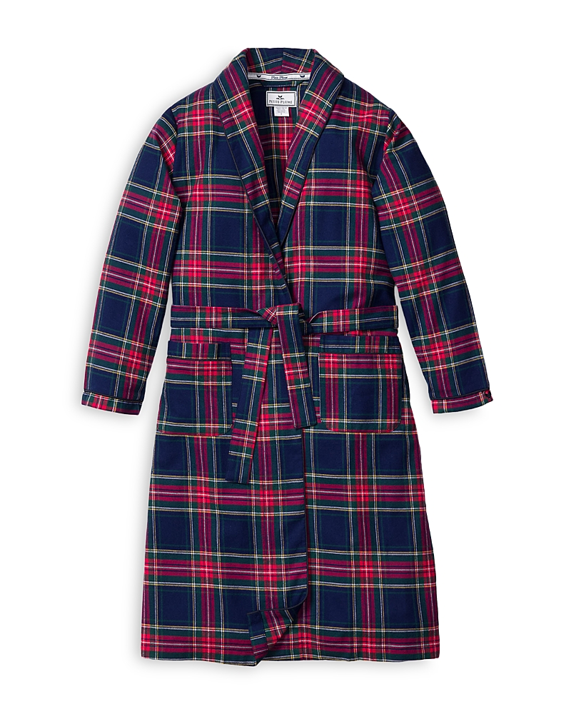 Shop Petite Plume Unisex Windsor Tartan Robe - Little Kid, Big Kid In Navy