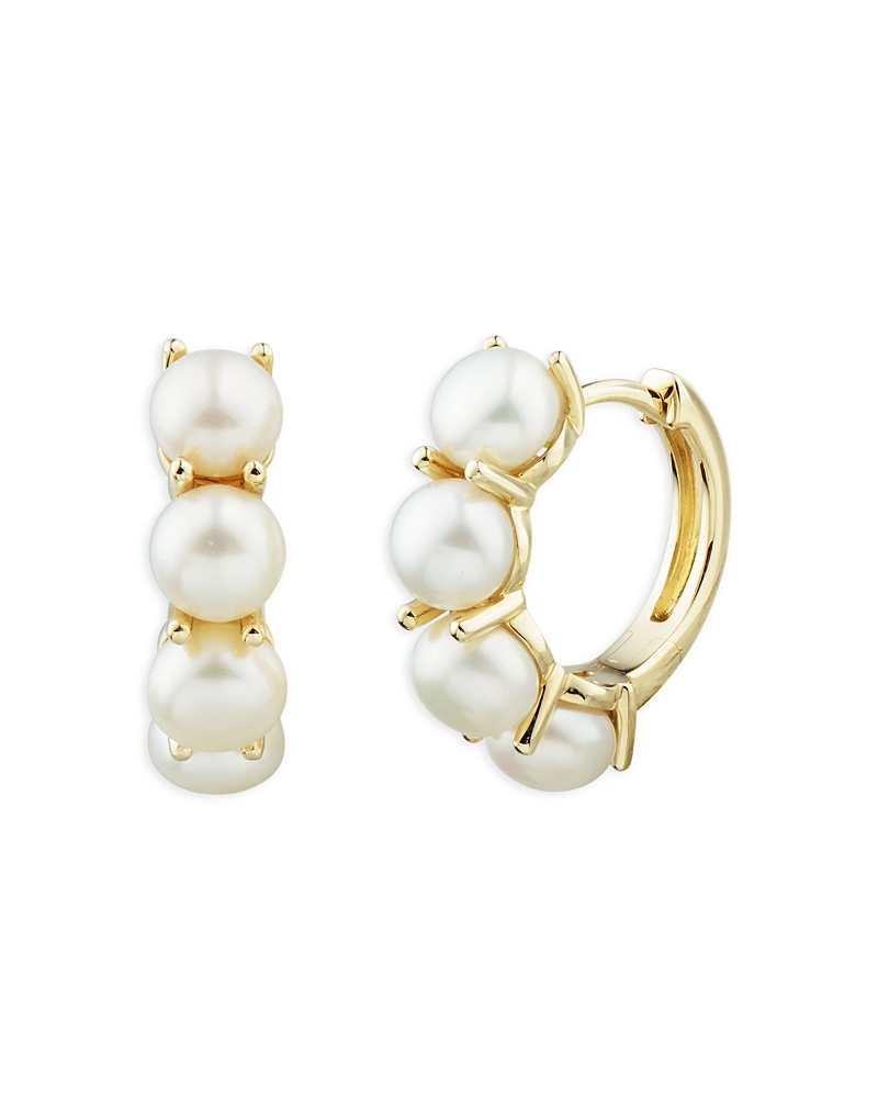 Bloomingdale's Cultured Freshwater Button Pearl Hoop Earrings In 14k Yellow Gold - Exclusive In White/gold