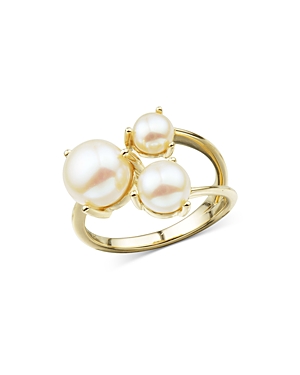 Bloomingdale's Cultured Freshwater Button Pearl Cluster Ring In 14k Yellow Gold- 100% Exclusive In White/gold