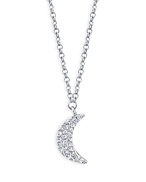 Moon & Meadow 14K White Gold Crescent Moon Necklace with Diamonds, 18 - 100% Exclusive