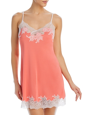 Natori Enchant Lace-trim Chemise In Bright Coral