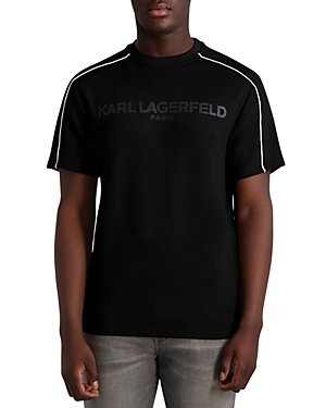 Karl Lagerfeld Paris Kidult Stretch Piped Logo Graphic Tee