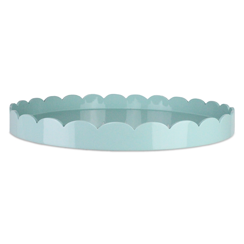 Addison Ross Large Lacquer Scalloped Tray, 20 Round In Green