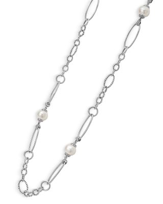 Sterling Silver Luna Cultured Freshwater Pearl Link Necklace, 34"