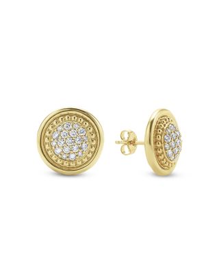 18K Gold & Ceramic Meridian Diamond Stud Earrings