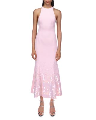 knee length dresses for ladies David Koma Crystal Arch Halter Midi Dress White/Silver / 12