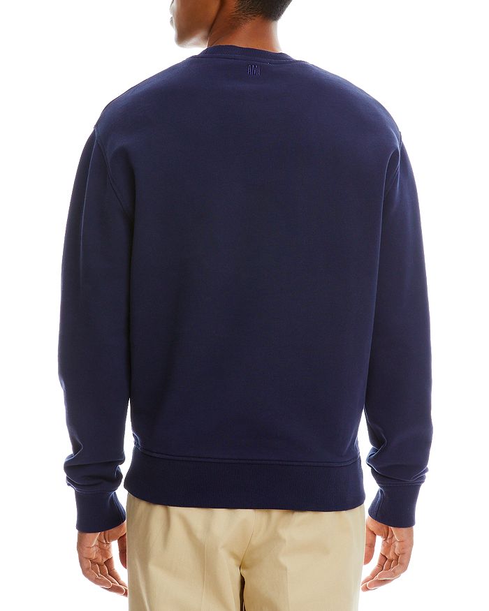 Ami Alexandre Mattiussi Small Adc Organic Cotton Logo Embroidered Crewneck Sweatshirt In Nautic Blue