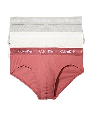 Calvin Klein Cotton Stretch Moisture Wicking Hip Briefs, Pack Of 3 In Grey Heather/silver Birch/raspberry Blush