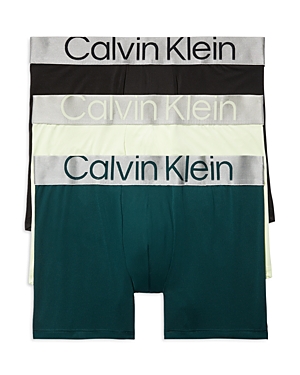 Calvin Klein Steel Low Rise Micro Trunks, Pack Of 3 In Black/ponderosa Pine/spring Onion