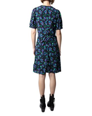 Rixe Bianca Silk Floral Print Dress
