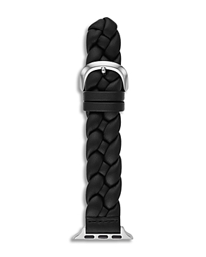Shop Kate Spade New York Braided Leather Strap For Apple Watch, 38-49mm In Black