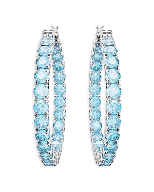 Swarovski Matrix Crystal Inside Out Hoop Earrings In Blue/white