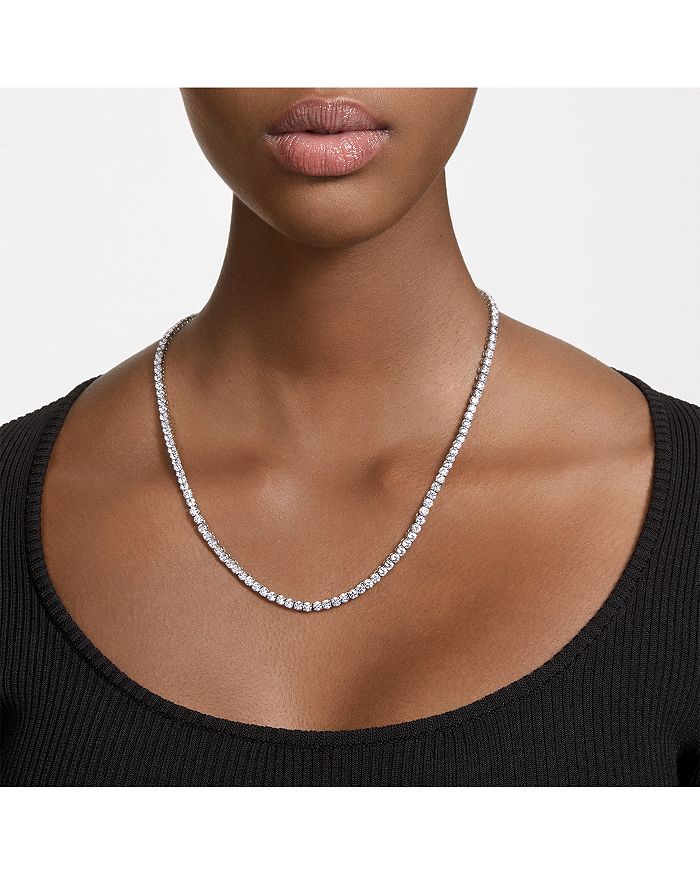 Swarovski Matrix Crystal Tennis Necklace, 16.4 In Metallic
