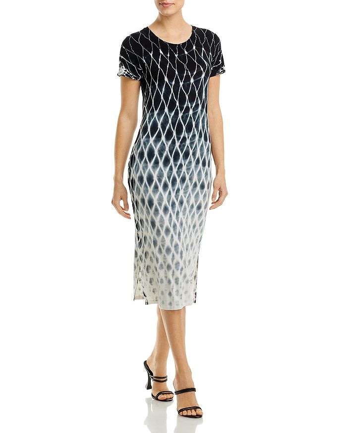 Jual Executive Short Sleeve Printed Midi Dress Navy