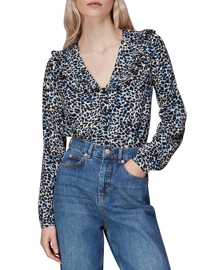 Whistles Lenny Abstract Cheetah Blouse | Bloomingdale's