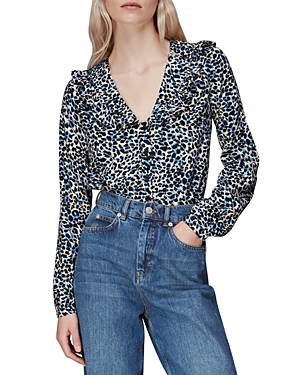 Whistles Lenny Abstract Cheetah Blouse In Multicolor