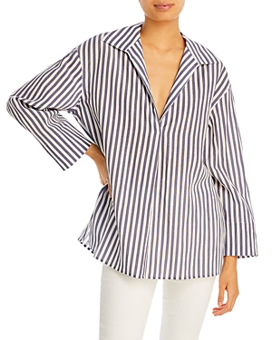 Vince Coastal Stripe Long Sleeve Shirt In Coastal/ Optic White