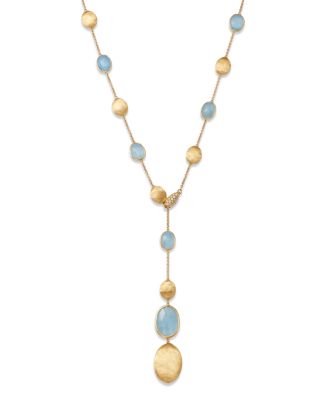 Marco Bicego - 18K Yellow Gold Siviglia Aquamarine Lariat Necklace, 16.5-18"L