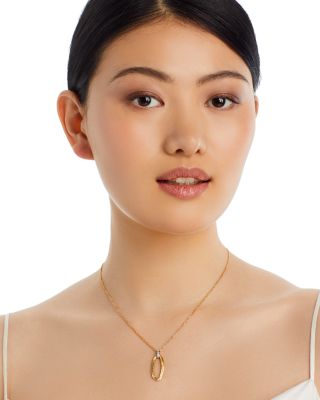 18K White & Yellow Gold Jaipur Diamond & Textured Link Drop Pendant Necklace, 16.5-18"