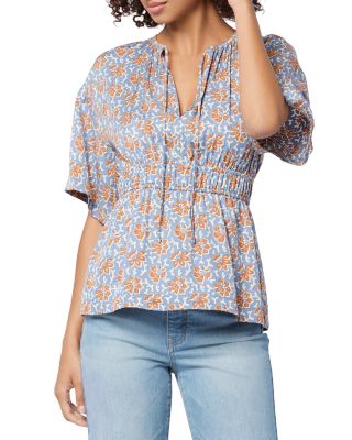 Joie Renae Floral Print Smocked Waist Top | Bloomingdale's