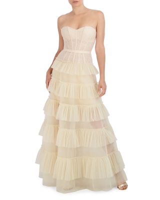 BCBGMAXAZRIA Strapless Tiered Ruffled Gown | Bloomingdale's