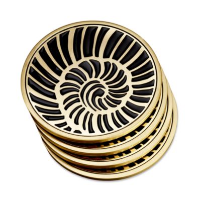 Brass Gold Trimmed Shell Coasters, Set of 4
