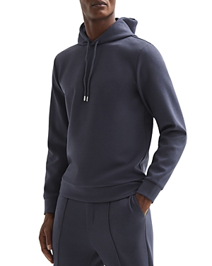 Reiss Fabien Interlock Hoodie In Airforce Blue