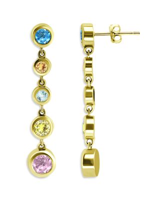 Aqua Graduated Bezel Drop Earrings in 18K Gold-Plated Sterling Silver - Exclusive