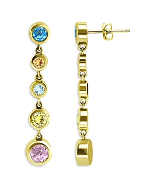 Aqua Graduated Bezel Drop Earrings In 18k Gold-plated Sterling Silver - 100% Exclusive In Multi/gold