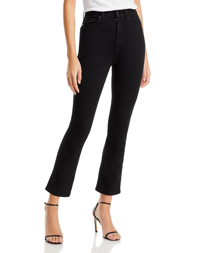7 For All Mankind High Rise Cropped Kick Flare Jeans In Rinse Black