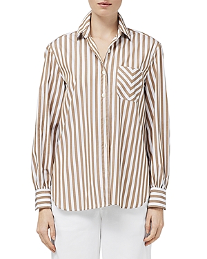 Shop Rag & Bone Maxine Cotton Button Down Shirt In Brown Stripe