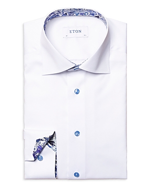 ETON CONTEMPORARY FIT TWILL FLORAL DETAIL DRESS SHIRT