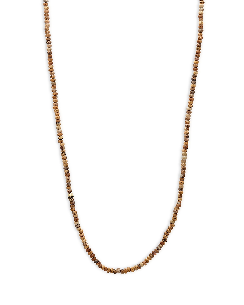 John Varvatos Skull Beaded Necklace In Brown