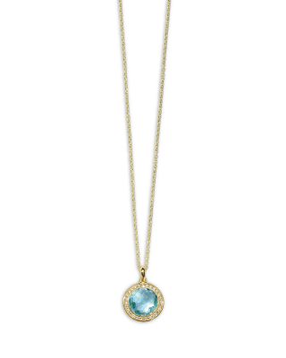 IPPOLITA - 18K Gold Lollipop&reg; Mini Pendant Necklace in Blue Topaz with Pav&eacute; Diamonds, 16-18"