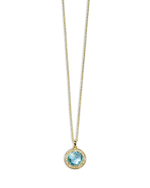 Ippolita 18K Gold Lollipop Mini Pendant Necklace in Blue Topaz with Pave Diamonds, 16-18