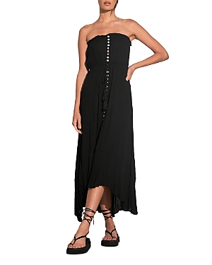 Shop Elan Strapless High/low Maxi Dress In Black