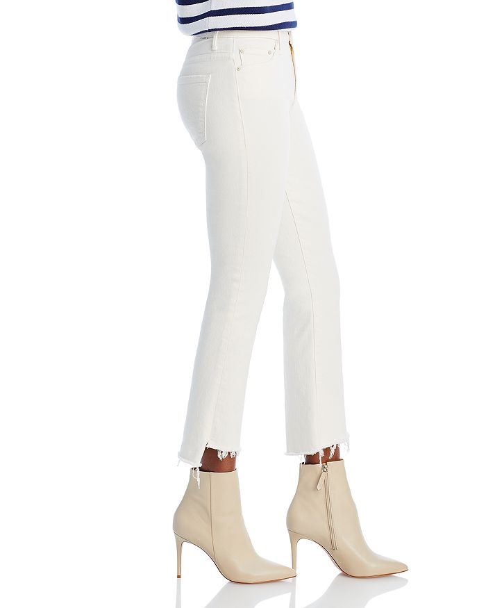 Shop Mother The Insider High Rise Crop Step Fray Bootcut Jeans In Cream Puff