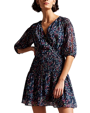 Ted Baker Casadee Wrap Mini Dress In Dark Navy