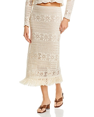 Shop Aqua Crochet Fringe Midi Skirt - 100% Exclusive In Sand