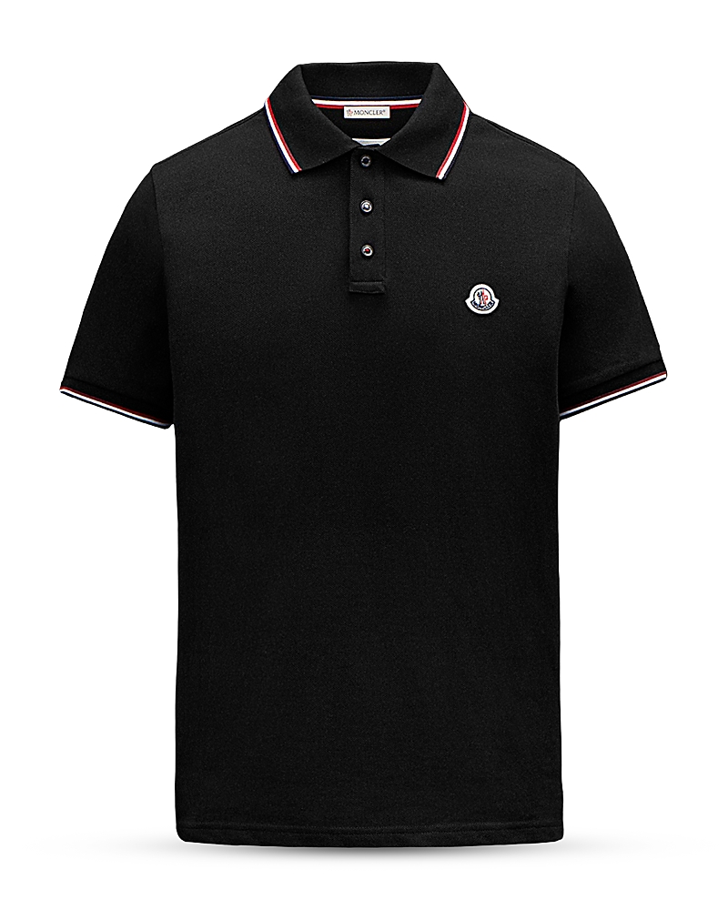Moncler Cotton Polo Shirt With Logo In Black