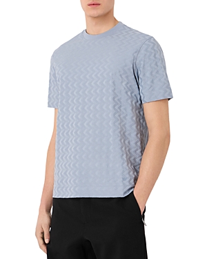 Armani Collezioni Emporio Armani Cotton Zigzag Crewneck Tee In Solid Ligh