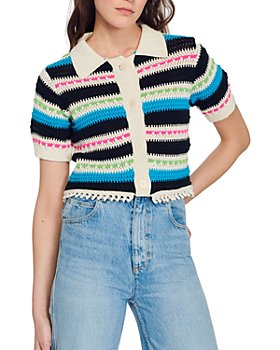 Sandro - India Short Sleeve Collared Cardigan Sweater