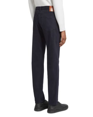 Garment Dyed Stretch Gabardine City Slim Fit Jeans in Navy