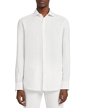 Shop Zegna Cashco Long Sleeve Button Up Shirt In White