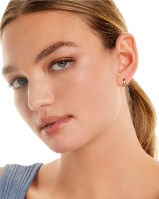 14K Yellow Gold Extra Small Polished Flat Huggie Hoop Earrings